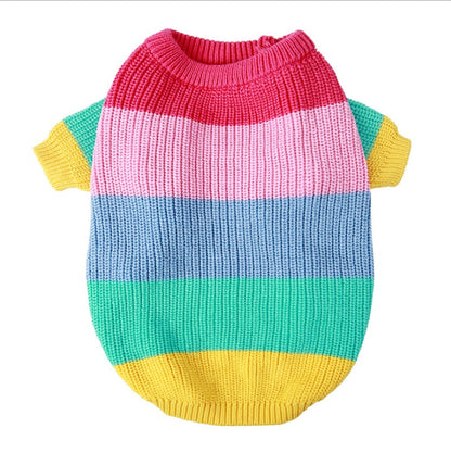 Cozy Rainbow Knit Dog Sweater