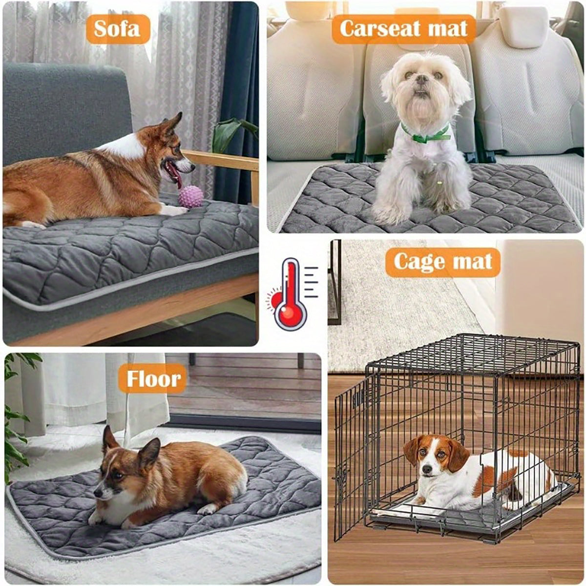 Dog Cat Bed, Cat Dog Non-Slip Mat, Extra Warm Thermal Pet Pad  Self-Heating Cat Mat Warm Thermal Pet Pad Washable Dog Crate Pad Heat Dog Cat Bed Mat Blanket Non-Slip Bottom For Outdoor And Indoor Pets