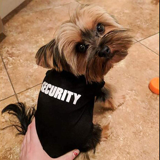 Security Dog Shirt Summer Clothes Pet Puppy T-Shirts Cotton Vest Clothes for Dogs and Cats (S, Black)