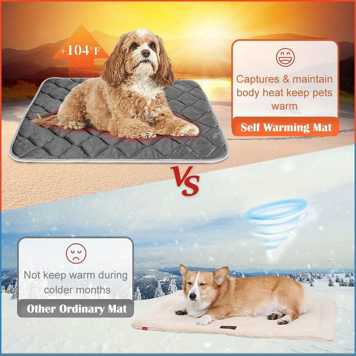 Dog Cat Bed, Cat Dog Non-Slip Mat, Extra Warm Thermal Pet Pad  Self-Heating Cat Mat Warm Thermal Pet Pad Washable Dog Crate Pad Heat Dog Cat Bed Mat Blanket Non-Slip Bottom For Outdoor And Indoor Pets