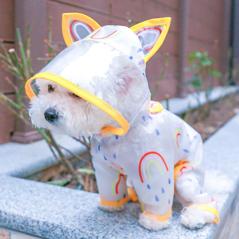 Transparent Waterproof Rainbow Dog Raincoat